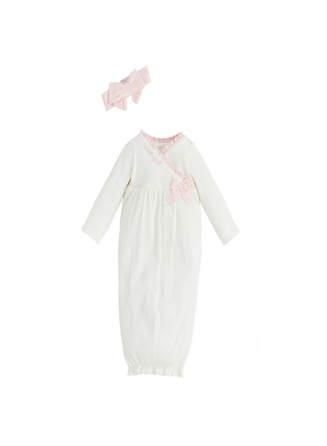 Mud Pie Children's White Chainstitch Gown; NB - Image 1