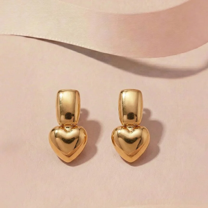 Palmonas 18k Gold Plated Mini Heart Drop Earrings For Women - Waterproof & Anti-Tarnish