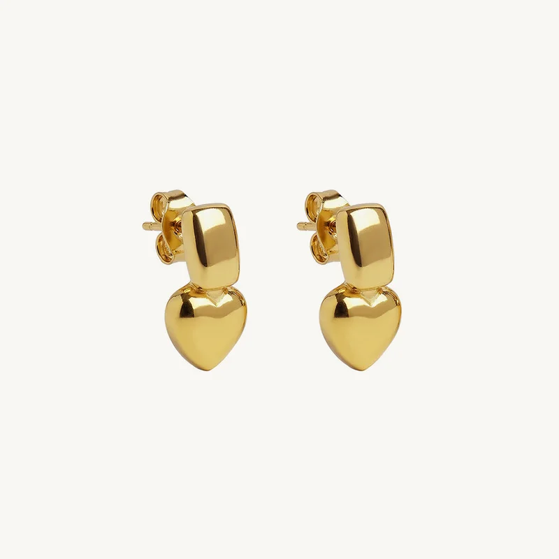 Palmonas 18k Gold Plated Mini Heart Drop Earrings For Women - Waterproof & Anti-Tarnish