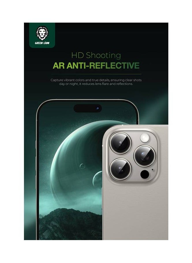 GREEN LION iPhone 16 Pro & 16 Pro Max Silicone Camera Lens Protector / High Transparency / Full Coverage - Titanium - Image 2