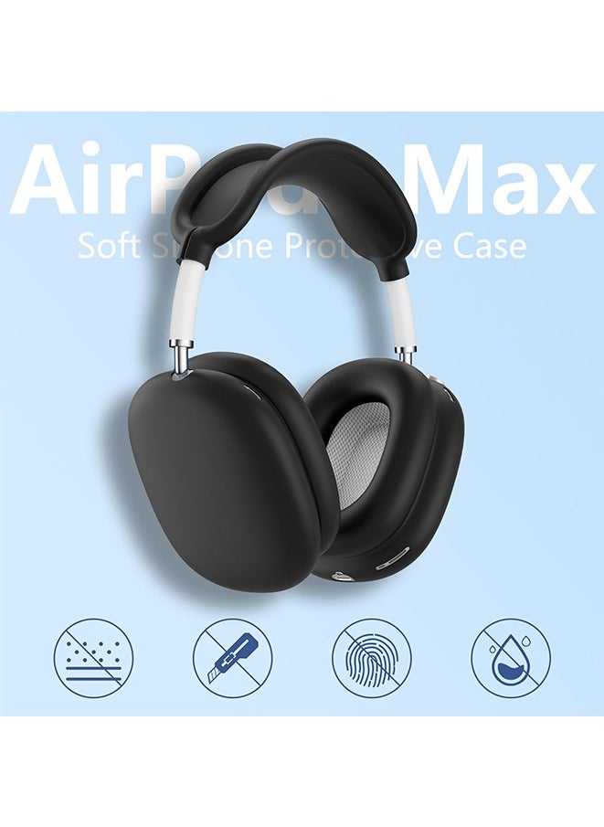 Generic - 【4 in 1】 Silicone Case Cover for AirPods Max USB-C (2024), Anti-Scratch Sweat-Proof Ear Pad Case Cover/Ear Cups Cover/Headband Cover Accessories Silicone Protector for AirPods Max Headphones (Black) - Image 1