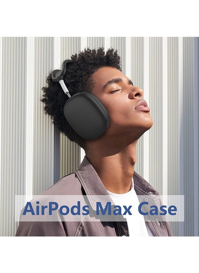 Generic - 【4 in 1】 Silicone Case Cover for AirPods Max USB-C (2024), Anti-Scratch Sweat-Proof Ear Pad Case Cover/Ear Cups Cover/Headband Cover Accessories Silicone Protector for AirPods Max Headphones (Black) - Image 1