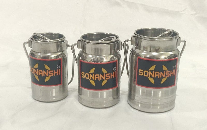 Sonanshi Sonanshi Stainless Steel Jointless Ghee/Water/Oil/Milk Container/Barni/Dolchi (Set of 3) (Size: 400ML, 500 ML,600 ML)  - Image 1