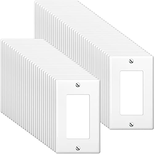 Maitys 50 Pack Decorator Wall Plates, 1-Gang Electrical Outlet Receptacle Covers, 4.50" x 2.76" Standard Size Decorator Outlet and Switch Cover, Unbreakable Polycarbonate, White, Screws Included - Image 1