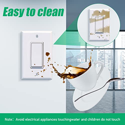 Maitys 50 Pack Decorator Wall Plates, 1-Gang Electrical Outlet Receptacle Covers, 4.50" x 2.76" Standard Size Decorator Outlet and Switch Cover, Unbreakable Polycarbonate, White, Screws Included - Image 4