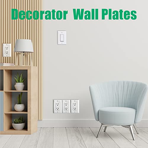 Maitys 50 Pack Decorator Wall Plates, 1-Gang Electrical Outlet Receptacle Covers, 4.50" x 2.76" Standard Size Decorator Outlet and Switch Cover, Unbreakable Polycarbonate, White, Screws Included - Image 5