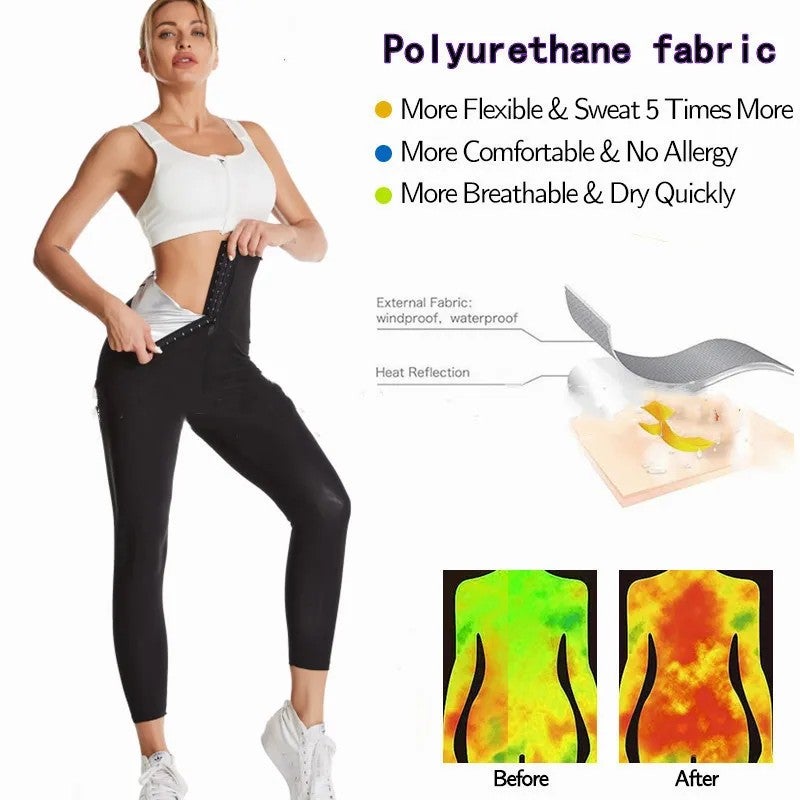 Bluejw High Waist Yoga Pants Neoprene Waist Trimmer Sauna Leggings for Women Abdomen Control Workout Fitness - Image 4