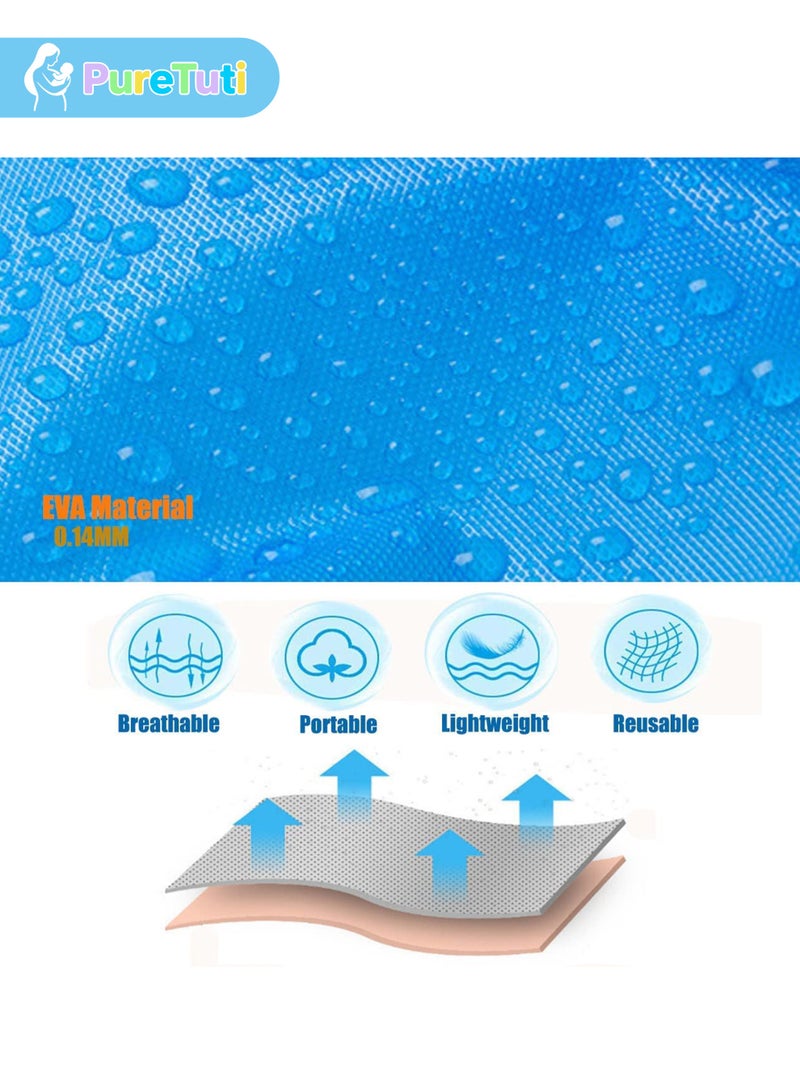 طفل نقي معطف مطر للأطفال مقاوم للماء، بونشو مطر محمول من مادة إي في إيه، للبنات والأولاد الصغار، سترة مطر قابلة لإعادة الاستخدام للأطفال للتسلق وركوب الدراجات والمشي لمسافات طويلة والتخييم (أزرق) - Image 4