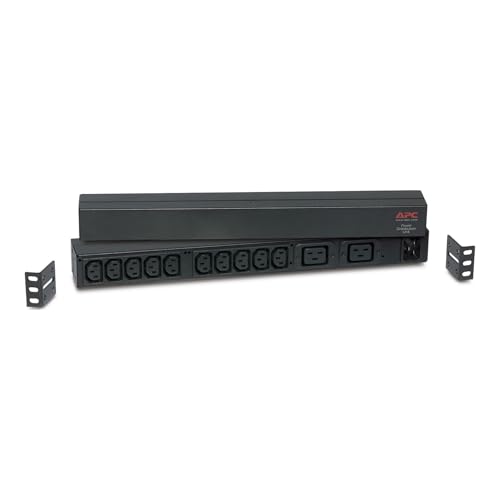 APC وحدة توزيع الطاقة الأساسية APC Rack Mount PDU 120V240V16A 12 مخرج 1U أفقي AP9559 أسود