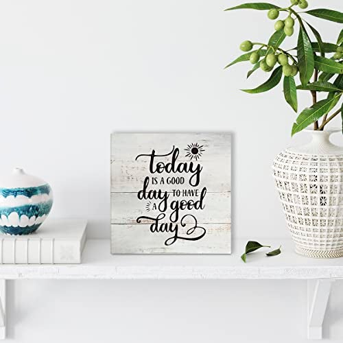 MAVOTEN Rustic Motivational Good Day Wood Box Sign Today Quote Wooden Box Sign Farmhouse Home Office Desk Shelf Decor (5 X 5 Inch) - Image 4
