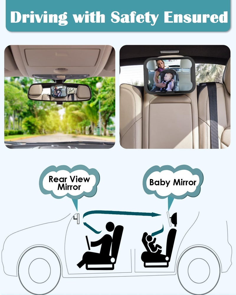 Zacro Baby Car Mirror, Shatter-Proof Acrylic Baby Mirror, Rearview Baby Mirror-Easily to Observe The Baby's Every Move, Rear Facing Car Seat Mirror Safety and 360 Degree Adjustability - Image 2