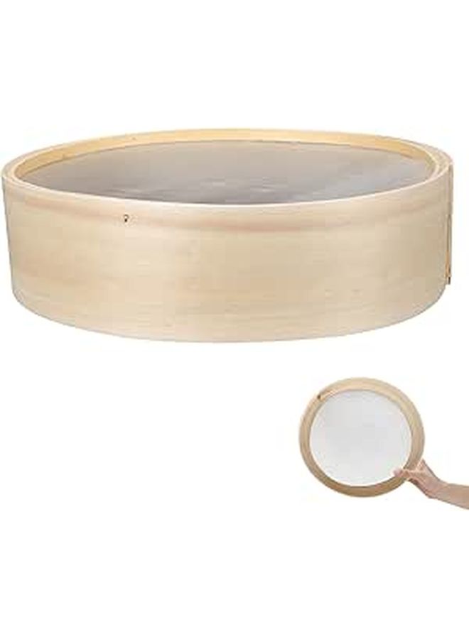 Wooden Flour Sieve 27cm Diameter Fine Mesh Handheld Sifter For Baking Dough And Soy Milk Filtering - Image 1