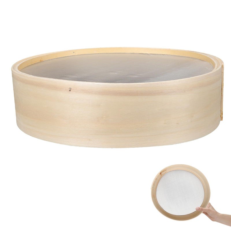 Wooden Flour Sieve 27cm Diameter Fine Mesh Handheld Sifter For Baking Dough And Soy Milk Filtering - Image 2