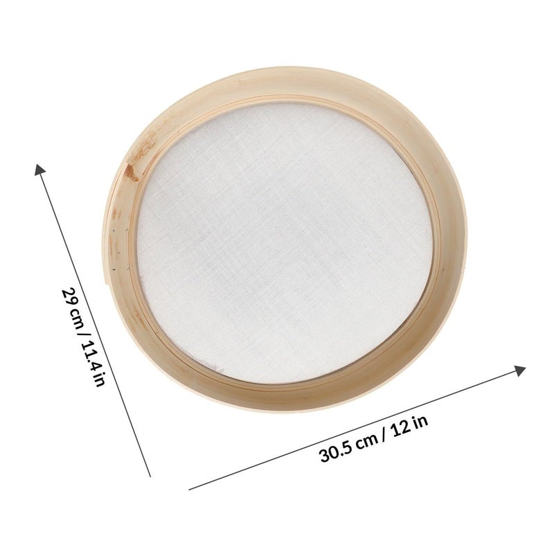 Wooden Flour Sieve 27cm Diameter Fine Mesh Handheld Sifter For Baking Dough And Soy Milk Filtering - Image 3
