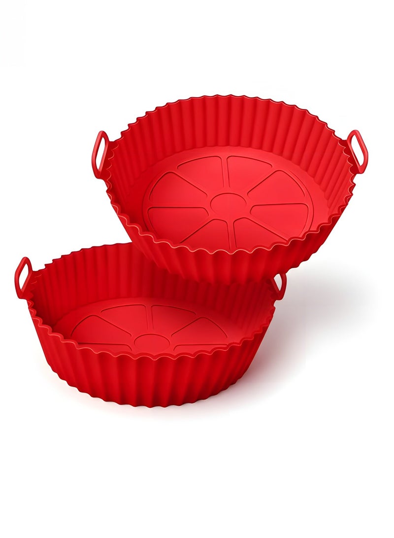 Air Fryer Silicone Pot, 2 Pcs Air Fryer Silicone Liners Food Safe Non Stick Air fryers Basket Oven Accessories, Reusable Replacement of Flammable Parchment Liner Paper Fits 3QT - 5QT Air Fryer - Image 1