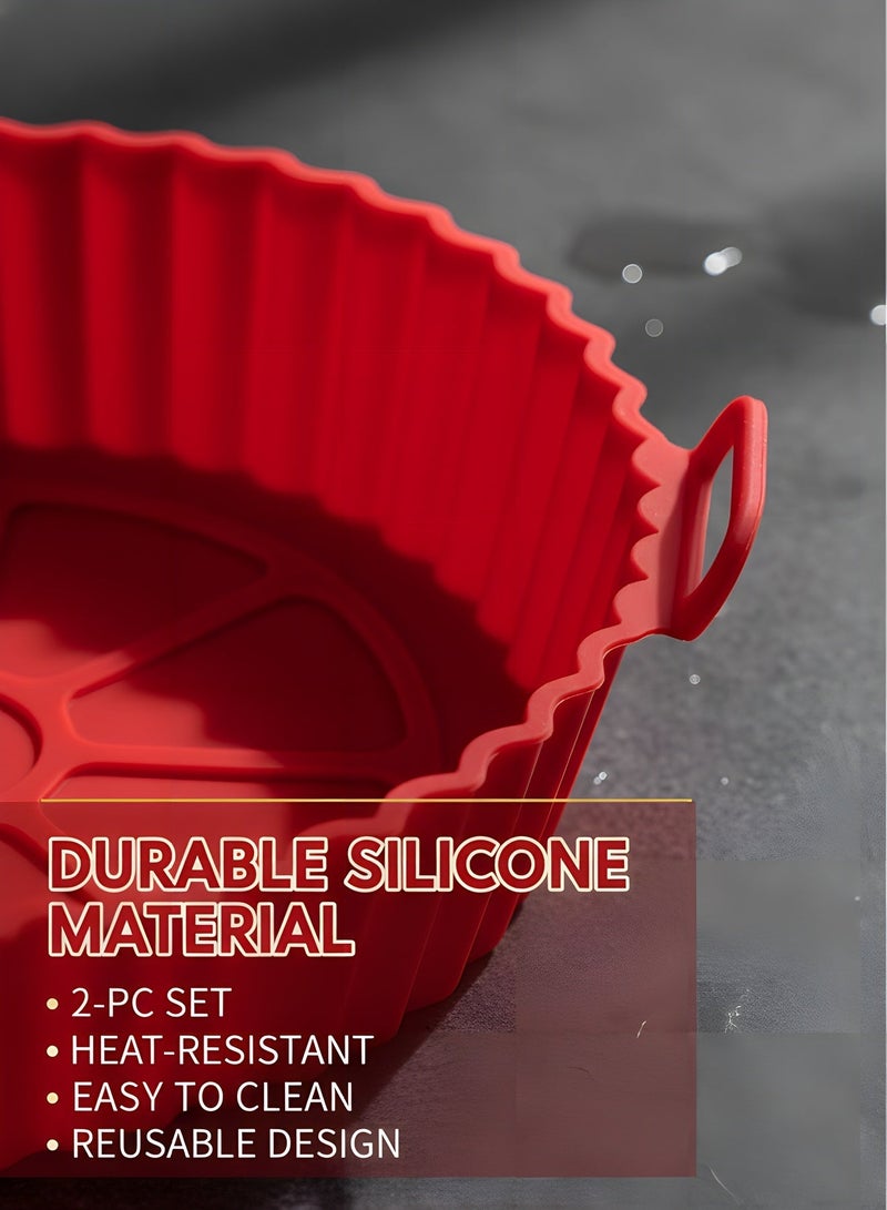 Air Fryer Silicone Pot, 2 Pcs Air Fryer Silicone Liners Food Safe Non Stick Air fryers Basket Oven Accessories, Reusable Replacement of Flammable Parchment Liner Paper Fits 3QT - 5QT Air Fryer - Image 4