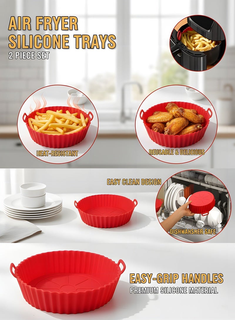 Air Fryer Silicone Pot, 2 Pcs Air Fryer Silicone Liners Food Safe Non Stick Air fryers Basket Oven Accessories, Reusable Replacement of Flammable Parchment Liner Paper Fits 3QT - 5QT Air Fryer - Image 5