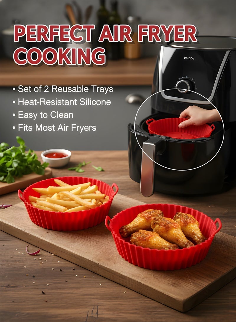 Air Fryer Silicone Pot, 2 Pcs Air Fryer Silicone Liners Food Safe Non Stick Air fryers Basket Oven Accessories, Reusable Replacement of Flammable Parchment Liner Paper Fits 3QT - 5QT Air Fryer - Image 3