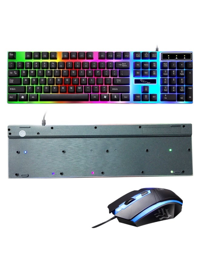 KUYING Wired usb illuminated gaming keyboard and mouse, computer mechanical feel backlit keyboard and mouse set, black - Image 1