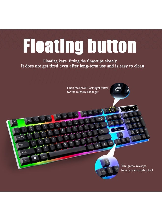 KUYING Wired usb illuminated gaming keyboard and mouse, computer mechanical feel backlit keyboard and mouse set, black - Image 3