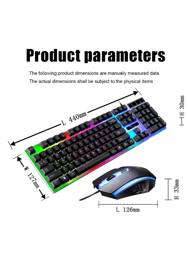 KUYING Wired usb illuminated gaming keyboard and mouse, computer mechanical feel backlit keyboard and mouse set, black - Image 2