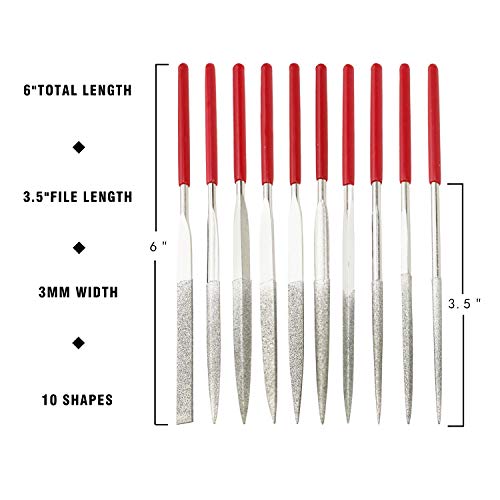 Kalim 10-Piece Mini Diamond Needle File Set (6" Total Length 150 Grit Diamond File) by Kalim - Image 2