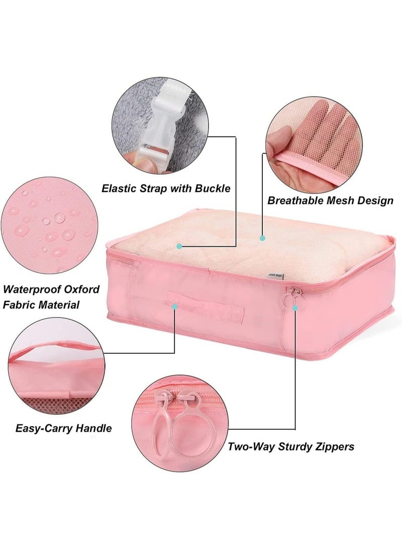 7-in-1 Travel Organizer: Your perfect travel companion, providing extra space inside your suitcase. Pink color. - Image 3