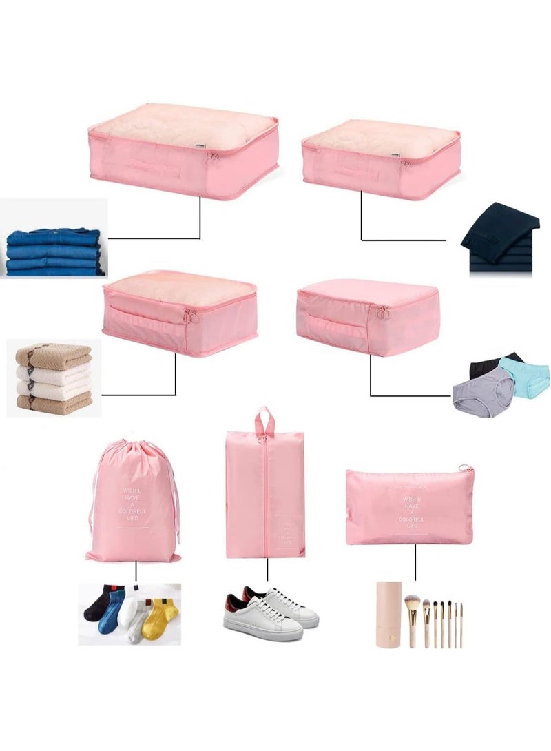 7-in-1 Travel Organizer: Your perfect travel companion, providing extra space inside your suitcase. Pink color. - Image 5