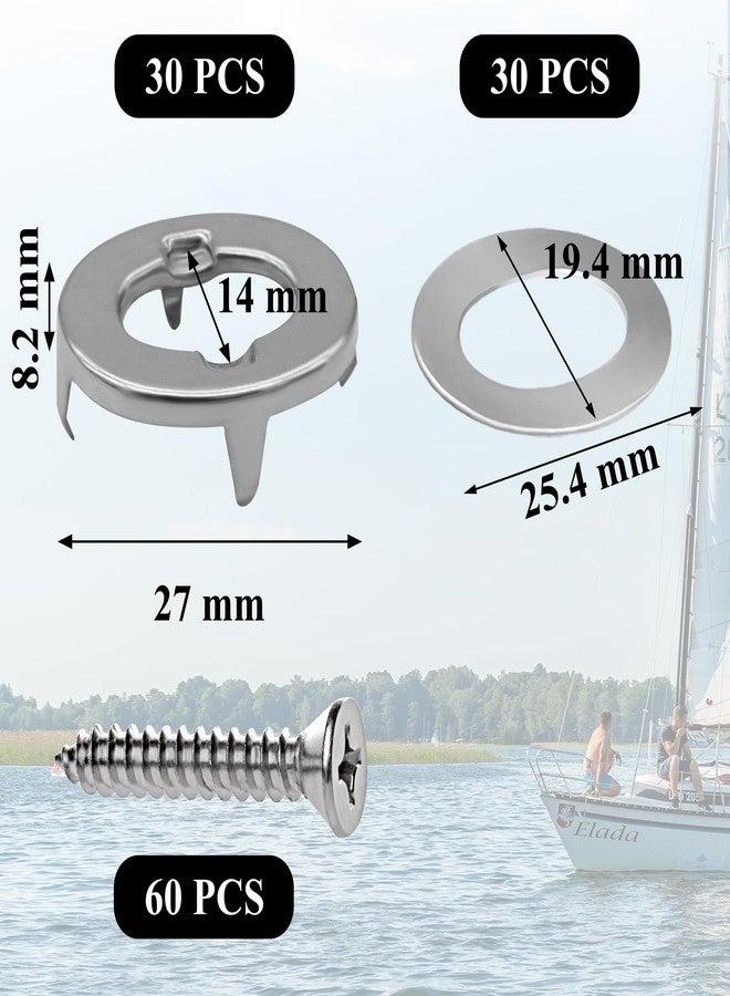 Niuohoy 30 Sets Twist Lock Fasteners Twist Lock Common Sense Fastener, 304 Stainless Steel Plated Rotating Button Fasteners for Boats Sailboats RVs Dinghies and Caravans - Image 3