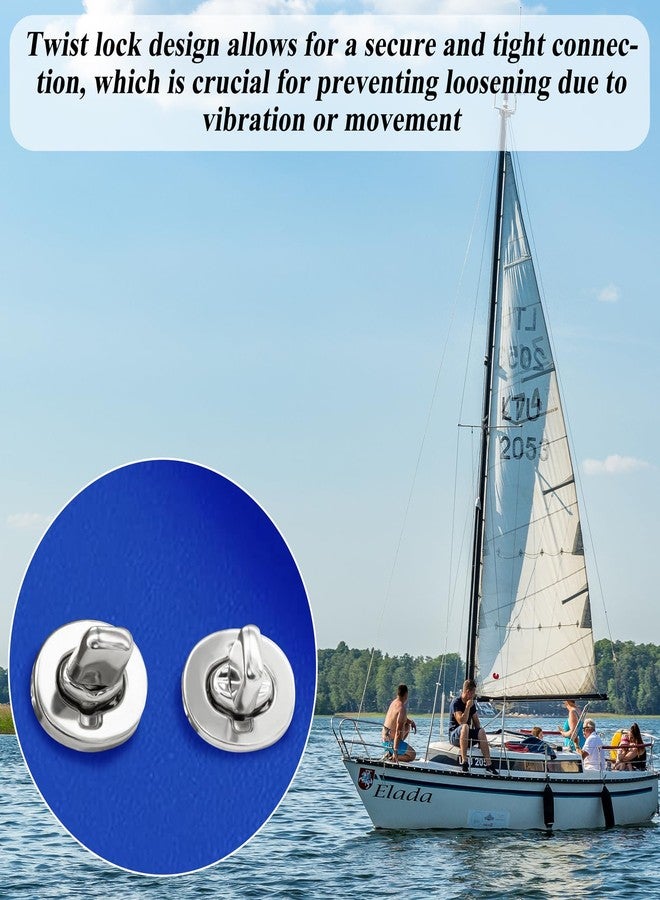 Niuohoy 30 Sets Twist Lock Fasteners Twist Lock Common Sense Fastener, 304 Stainless Steel Plated Rotating Button Fasteners for Boats Sailboats RVs Dinghies and Caravans - Image 5