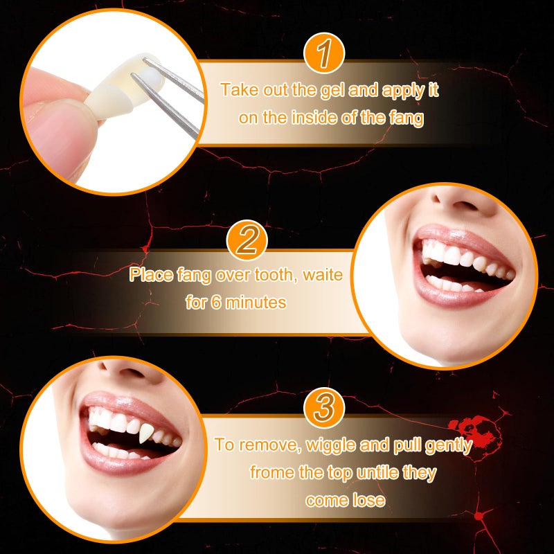 Zhanmai 4 Pairs Vampire Fangs Teeth with Adhesive Halloween Cosplay Props White Horror False Teeth Accessories(13/15 /17/19 mm) - Image 3