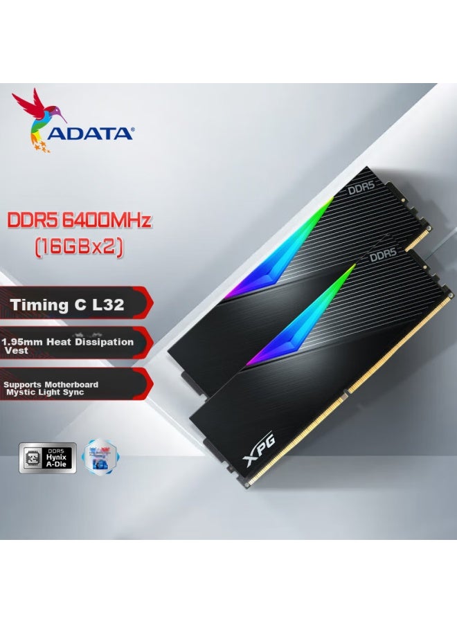 Adata Longyao 32gb Ddr5 6400 Cl32 Timing, Hynix A Die Chips, Gaming Rgb Ram, Xpg D500g - Image 1