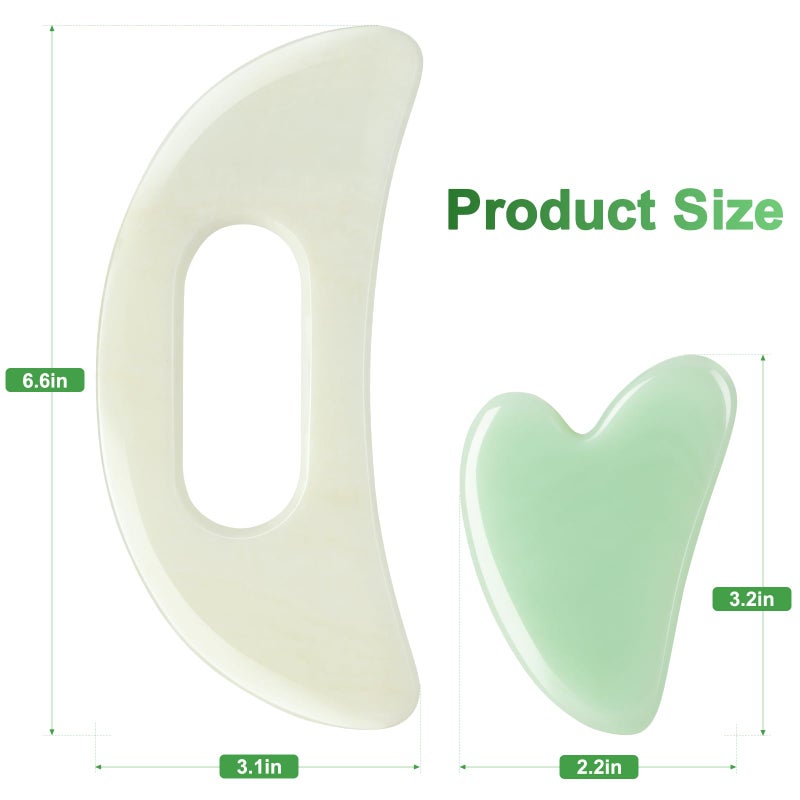 airogym Jade Stone Gua Sha Massage Tool Set Larger Guasha Board with Handle Muscle Scraping Massage Tools Facial Anti Cellulite Spa Acupuncture Tools for Back Neck Face Leg Massage, Lymphatic Drainage - Image 2