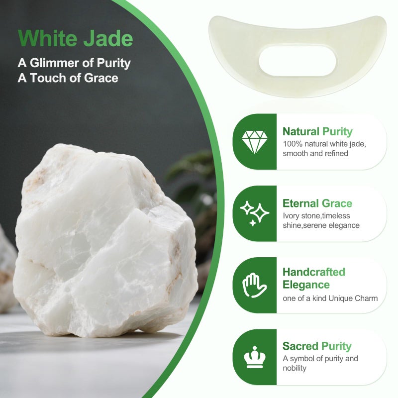 airogym Jade Stone Gua Sha Massage Tool Set Larger Guasha Board with Handle Muscle Scraping Massage Tools Facial Anti Cellulite Spa Acupuncture Tools for Back Neck Face Leg Massage, Lymphatic Drainage - Image 5