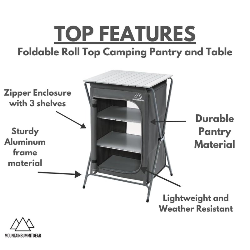MOUNTAIN SUMMIT GEAR Foldable Roll Top Camping Pantry and Table, Made by Caddis Sports - Image 2