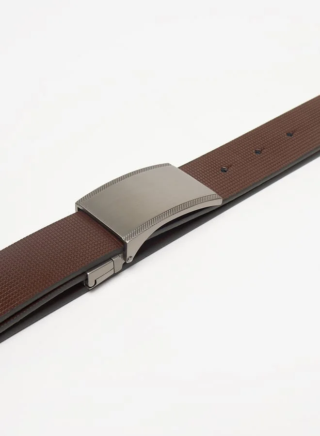 ال بي ال من شو اكسبرس Men's Textured Belt with Box Buckle Closure