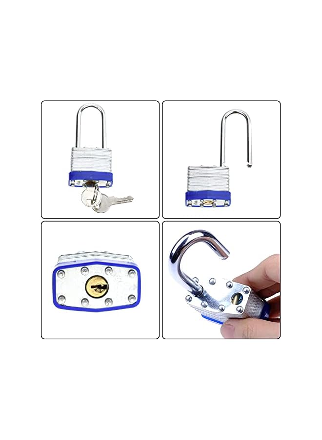 PROMASS PROMASS Long Shackle Pad Lock, 2 Pack Steel Pad Lock Padlock with Keys Heavy Duty Laminated Steel Key Pad Lock Secure Safety Tool for Home Garden Garage Fence Shed Indoor Outdoor  - Image 4