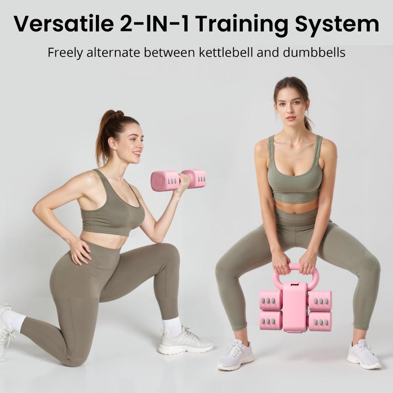 RYGEO 2-in-1 Adjustable Dumbbell Set for Women - 4 Levels (2.2lbs to 12.1lbs) - Home Gym Weights for Women at Home - Fitness Dumbbells - Image 3