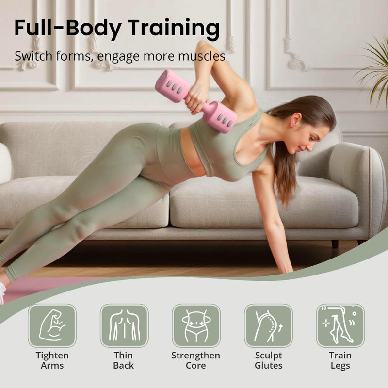 RYGEO 2-in-1 Adjustable Dumbbell Set for Women - 4 Levels (2.2lbs to 12.1lbs) - Home Gym Weights for Women at Home - Fitness Dumbbells - Image 5