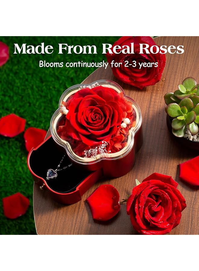 erorex Preserved Red Real Rose Box Necklace Gifts For Women Eternal Flowers Rose Gifts For Women Gifts For Birthday Valentines Thanksgiving Mother'S Day Anniversary Romantic For Your Most Valuable Person  - Image 4