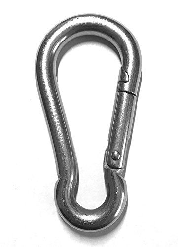 US STAINLESS Stainless Steel 316 Spring Hook No Eye Carabiner 3/8" (10mm) Marine Grade - Image 1