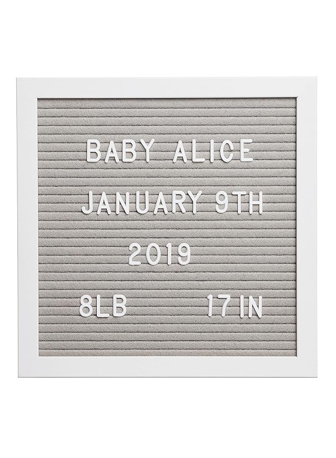 pearhead Classic Wooden Letterboard Gender Neutral Baby Keepsake Nursery Décor Photo Prop Message Board Gray And White - Image 1