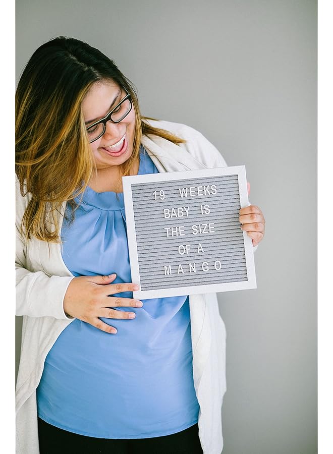 pearhead Classic Wooden Letterboard Gender Neutral Baby Keepsake Nursery Décor Photo Prop Message Board Gray And White - Image 5