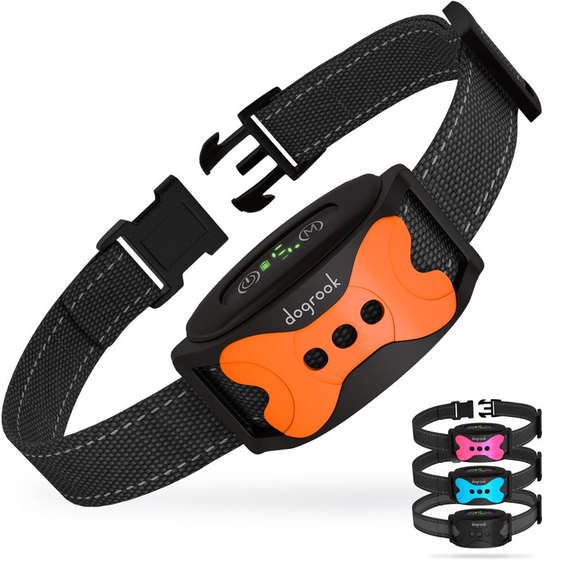 DogRook Rechargeable Dog Bark Collar | Smart Collar for Dog Training | Beep & Vibration | No Shock | No Bark Collar | Anti Bark Collar for Dogs | Anti Barking Collar for Dogs - Large, Medium, Small - Image 1