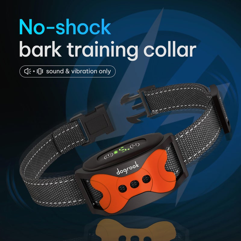 DogRook Rechargeable Dog Bark Collar | Smart Collar for Dog Training | Beep & Vibration | No Shock | No Bark Collar | Anti Bark Collar for Dogs | Anti Barking Collar for Dogs - Large, Medium, Small - Image 2