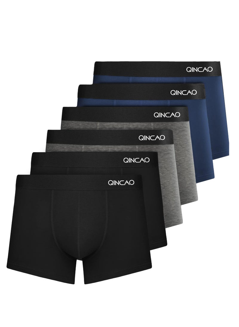 QINCAO QINCAO Men's boxer briefs, retro, pure cotton material, 6 pieces pure black size XL  - Image 1