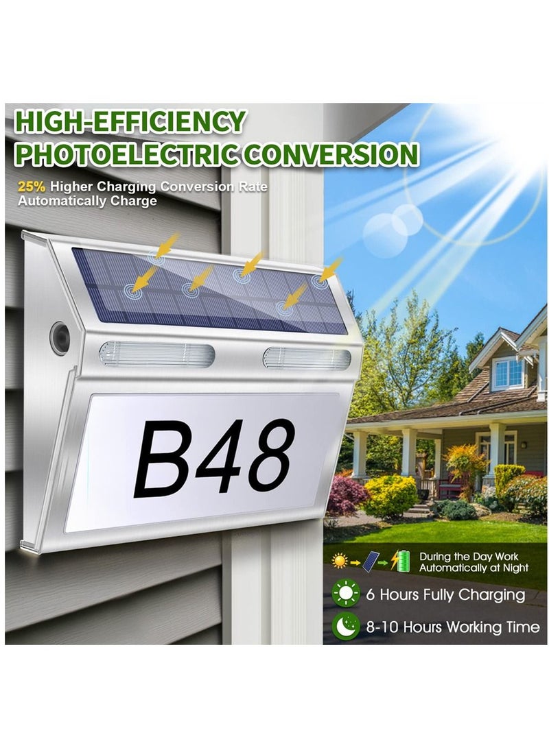 SYOSI Solar Address Sign Stainless Steel Durable House Numbers 3 Lighting Colors Modes Waterproof Modern House Numbers Lighted Address Plaque Outdoor LED Llluminated Address Numbers For House - Image 5