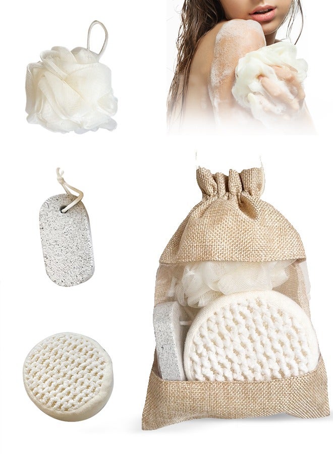 3-Piece Bath Gift Set – Includes a foot pumice stone, exfoliating bath pouf, and body scrub towel – everything needed for a refreshing and deep cleansing shower routine. - Image 1