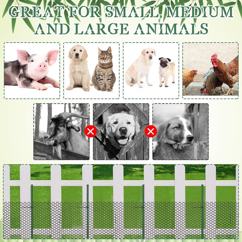 Marsui سياج حيوانات مارسوي 12 بوصة × 33 قدم سياج حديقة بدون حفر شبكة سياج مع دعامات فولاذية قابلة للتحريك مؤقتة للدواجن والكلاب والأرانب والدجاج وحواجز الثعابين في الحديقة والفناء الخارجي - Image 5