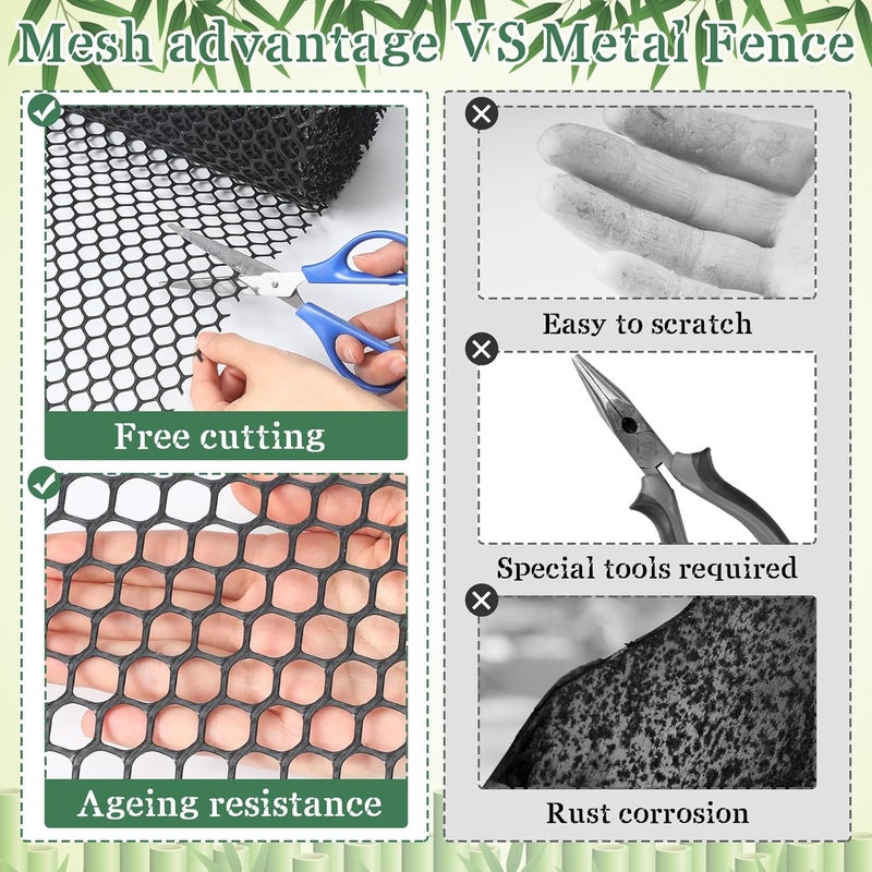 Marsui سياج حيوانات مارسوي 12 بوصة × 33 قدم سياج حديقة بدون حفر شبكة سياج مع دعامات فولاذية قابلة للتحريك مؤقتة للدواجن والكلاب والأرانب والدجاج وحواجز الثعابين في الحديقة والفناء الخارجي - Image 3